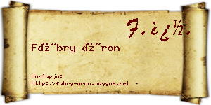 Fábry Áron névjegykártya